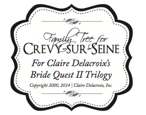 Crevy-sur-Seine Family Tree Logo for the Bride Quest series of medieval Scottish romances by Claire Delacroix