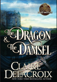 The Dragon & the Damsel, book three of the Blood Brothers series of medieval romances by Claire Delacroix, large print hardcover edition