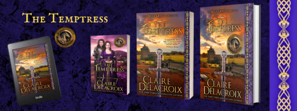 current editions of The Temptress, book six of the Bride Quest series of medieval romances by Claire Delacroix