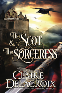 The Scot & the Sorceress, book four of the Blood Brothers series by Claire Delacroix, hardcover large print edition